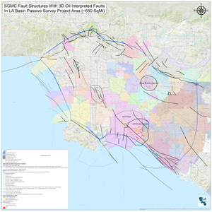 La Basin Seismic Hazard Project, showing newly discovered fault lines